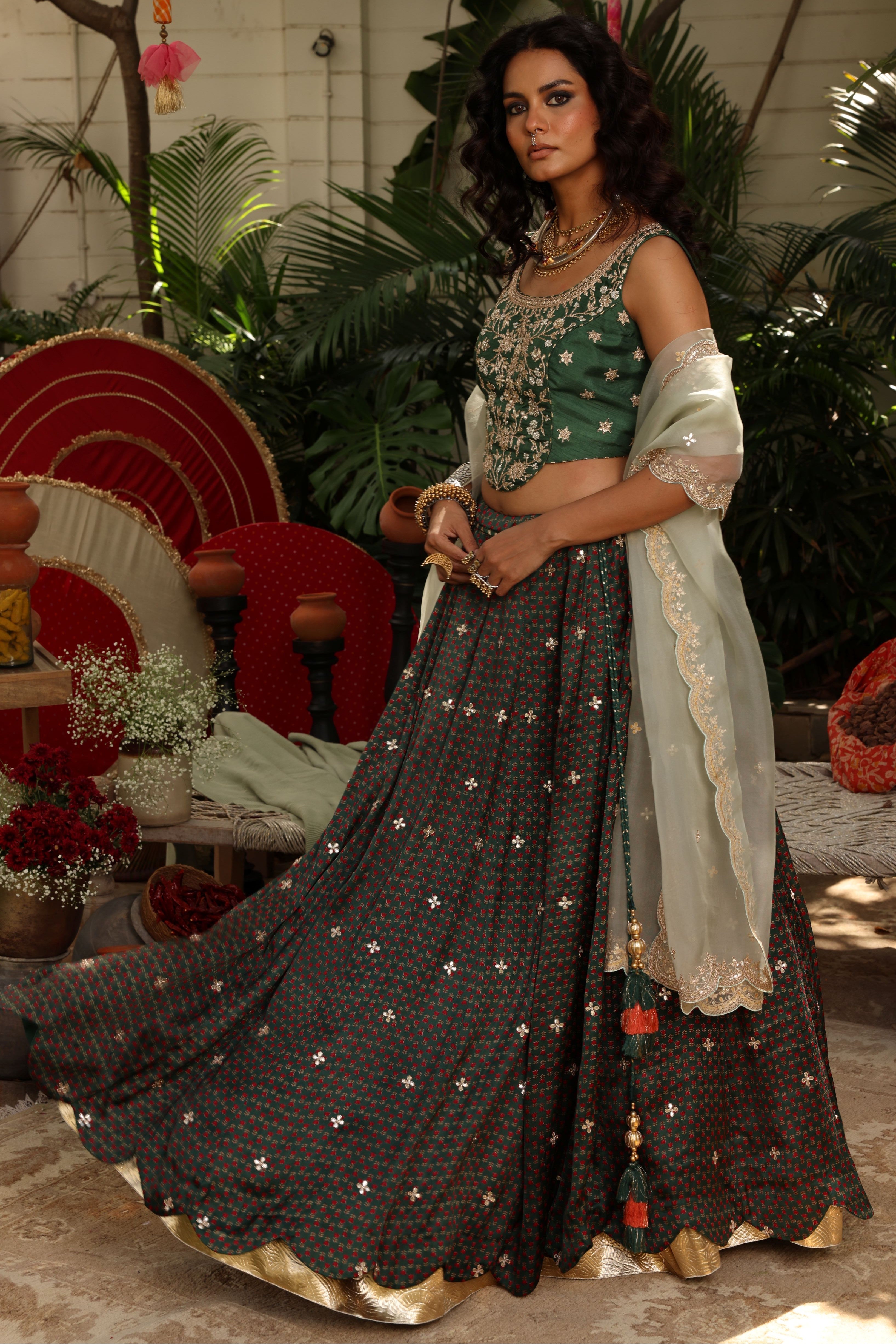 Block Print Lehenga Set