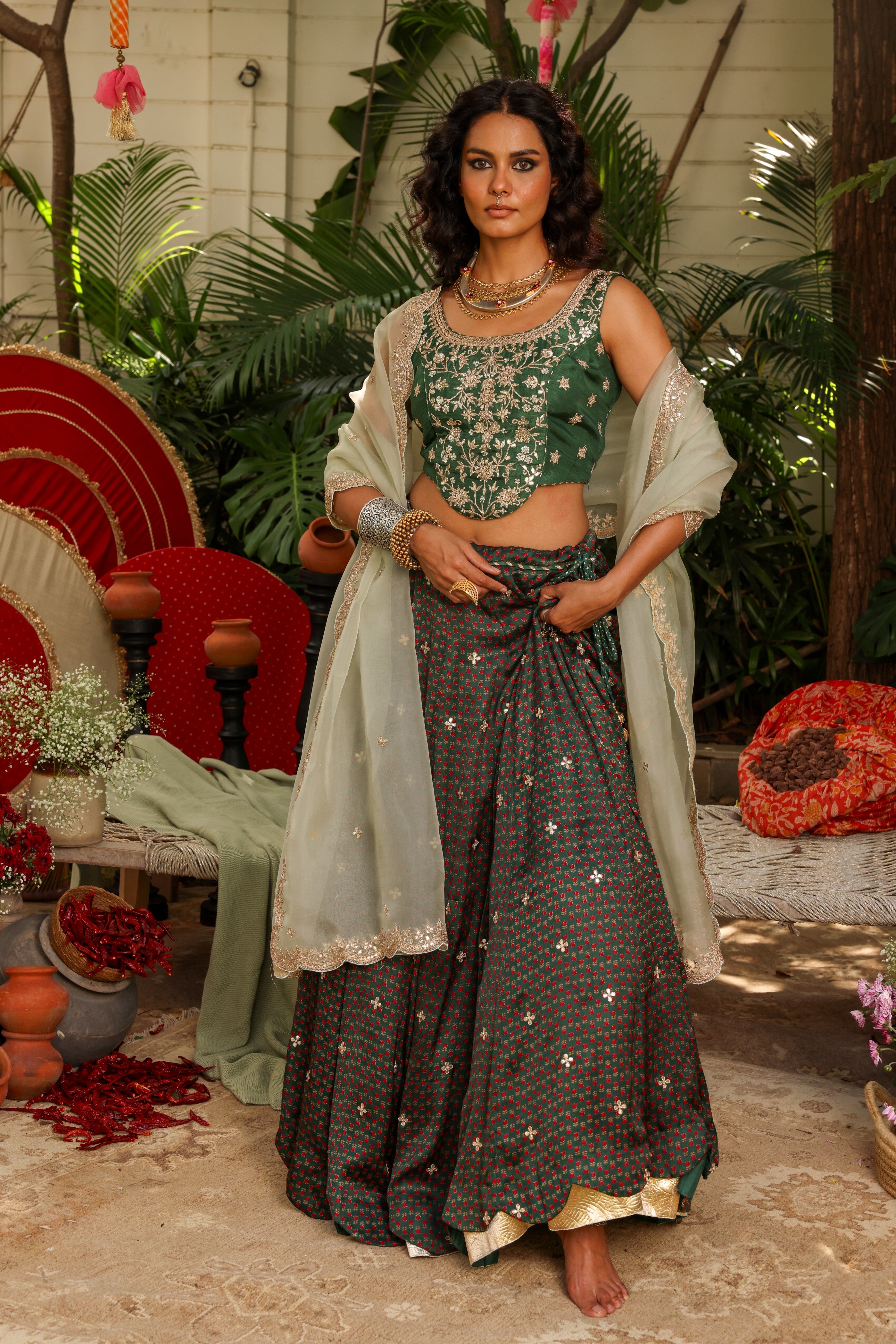 Block Print Lehenga Set