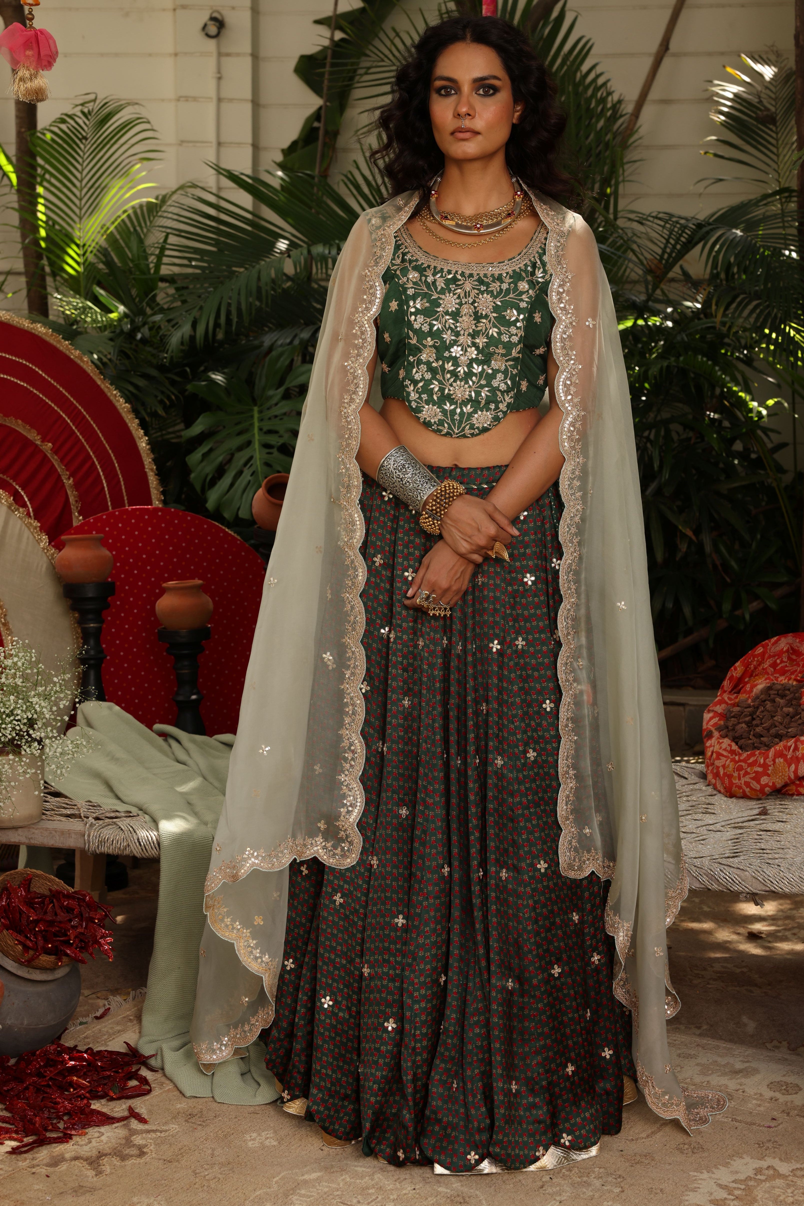Block Print Lehenga Set