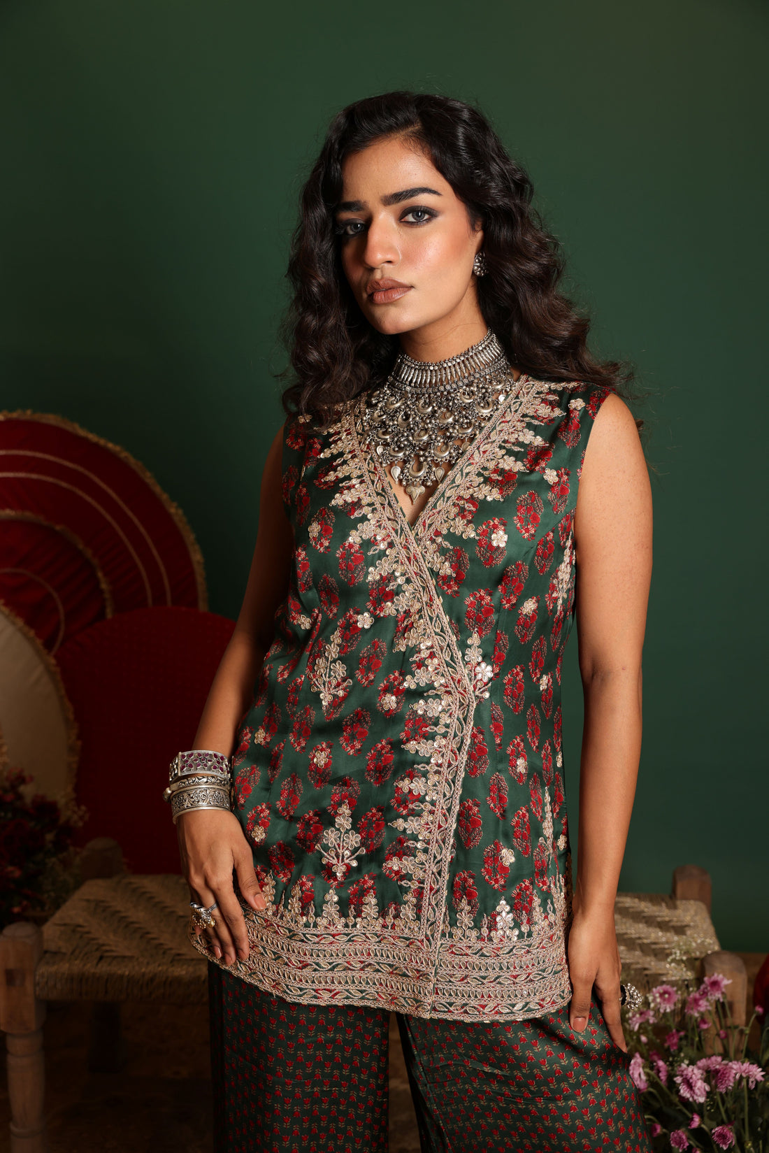 Embroidered Angrkha Co-ord Set