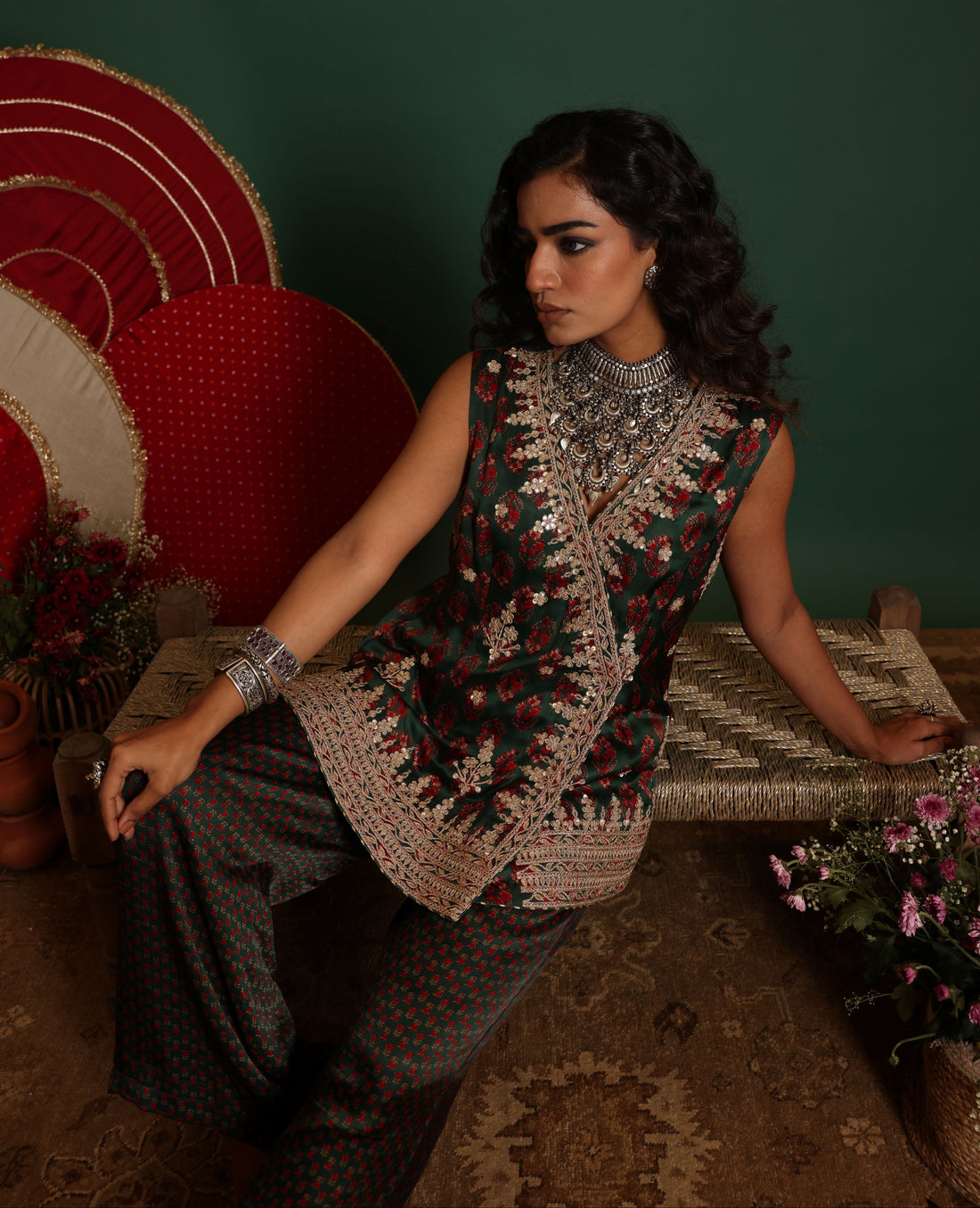 Embroidered Angrkha Co-ord Set