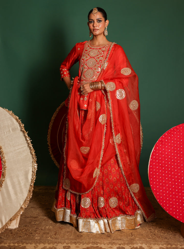 Block Print Lehenga Set