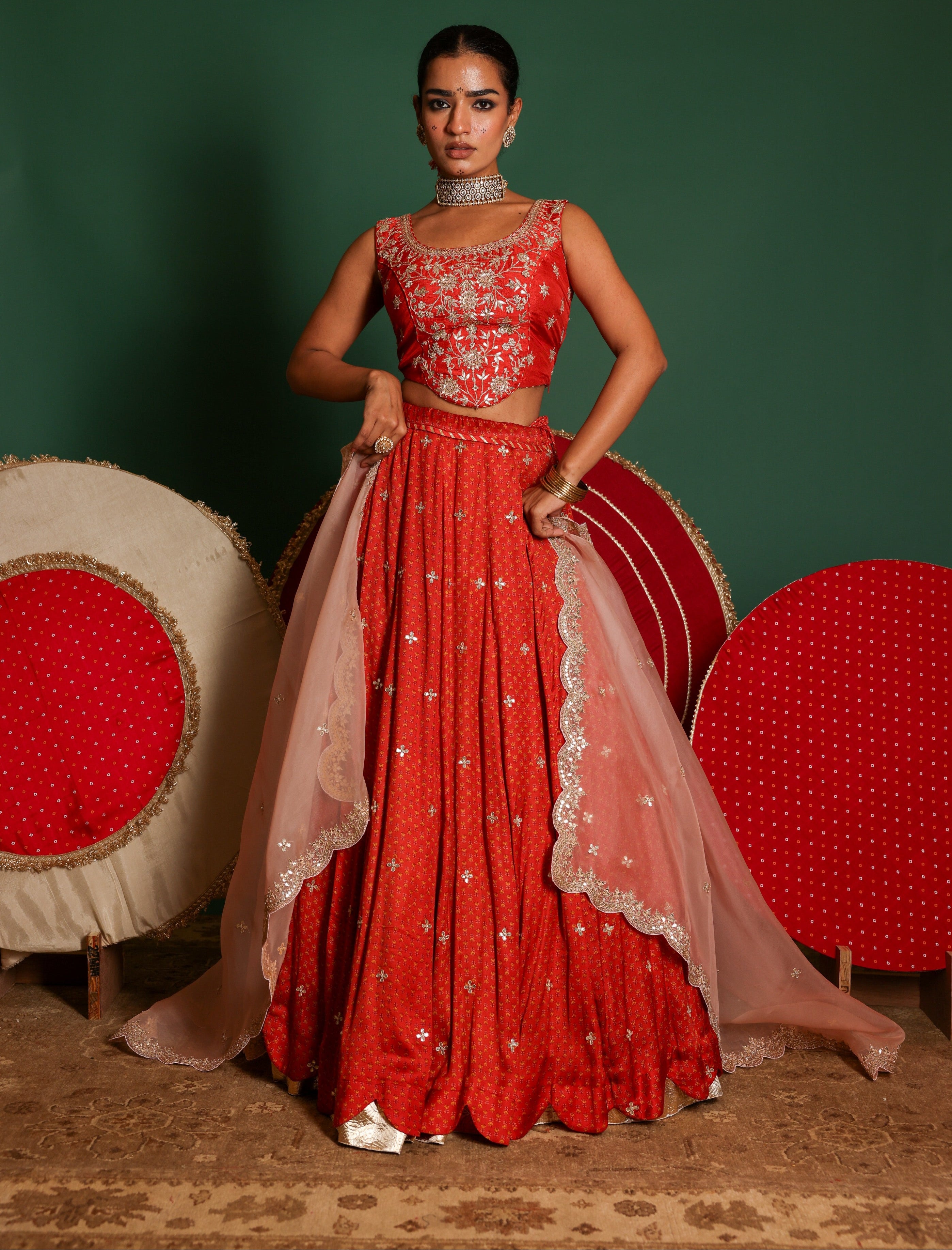 Block Print Lehenga Set