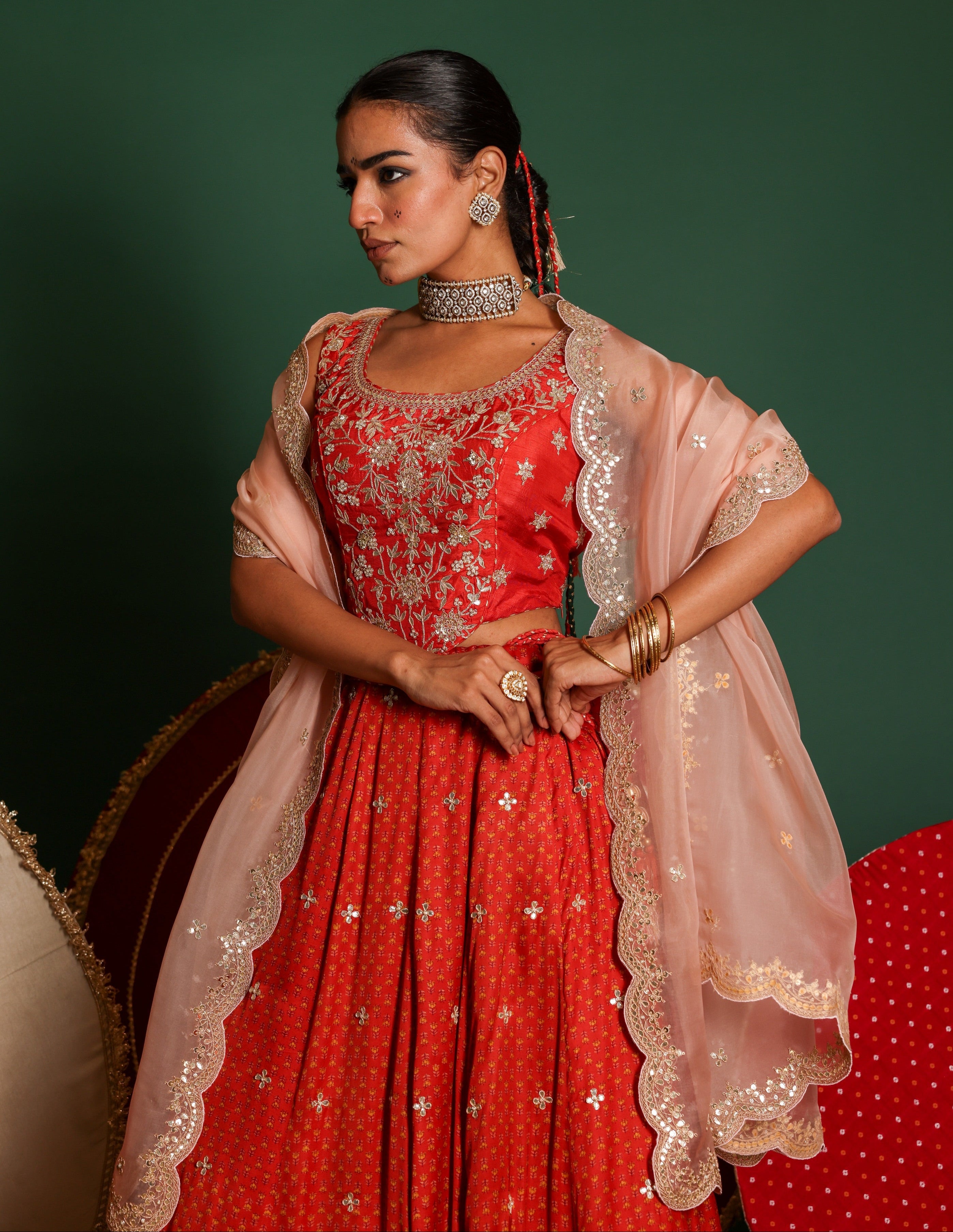Block Print Lehenga Set