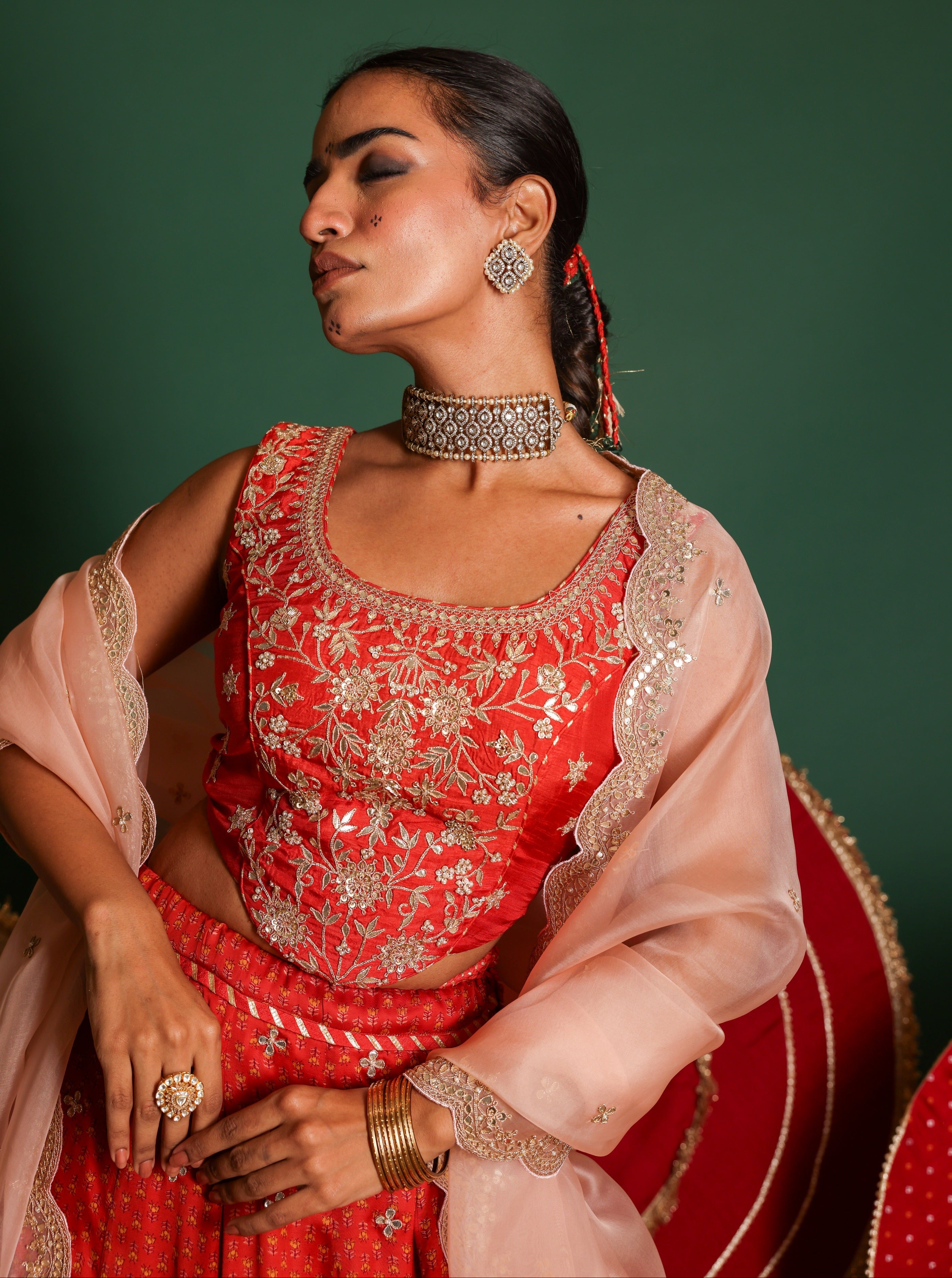 Block Print Lehenga Set