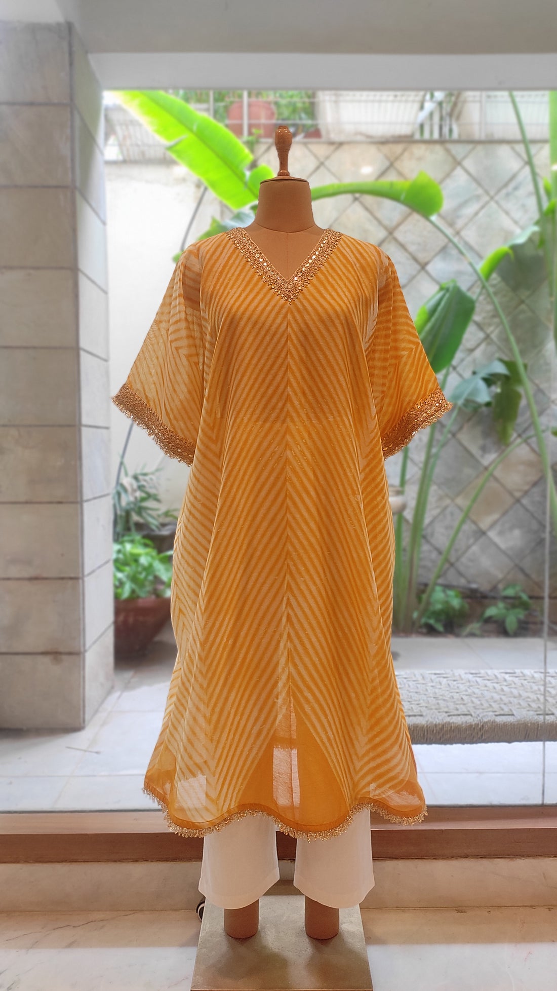 Sunlit Leheriya Chanderi Silk Dress
