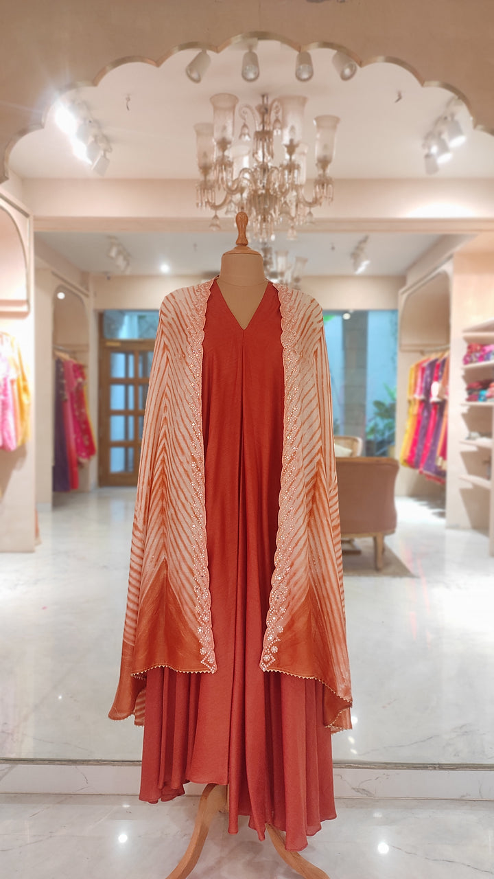Terracotta Grace Cape Dress Set