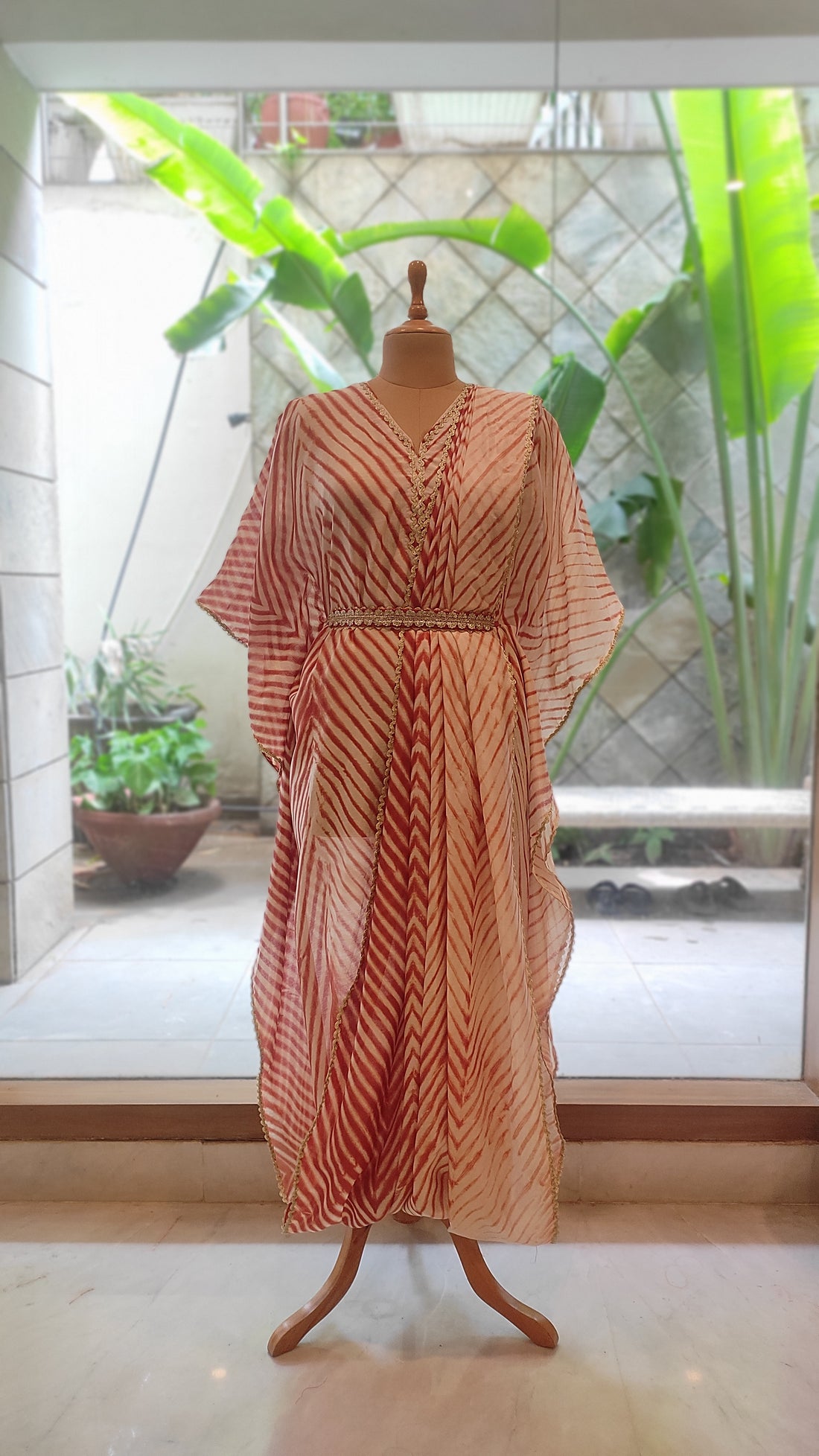 Desert Rose Leheriya Chanderi Silk Draped Dress