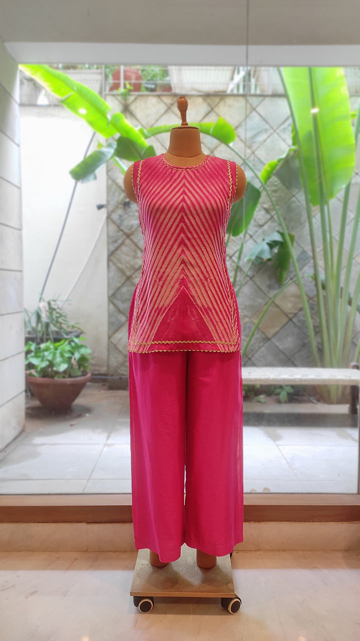 Rosé Glow Leheriya Chanderi Silk Co-Ord Set