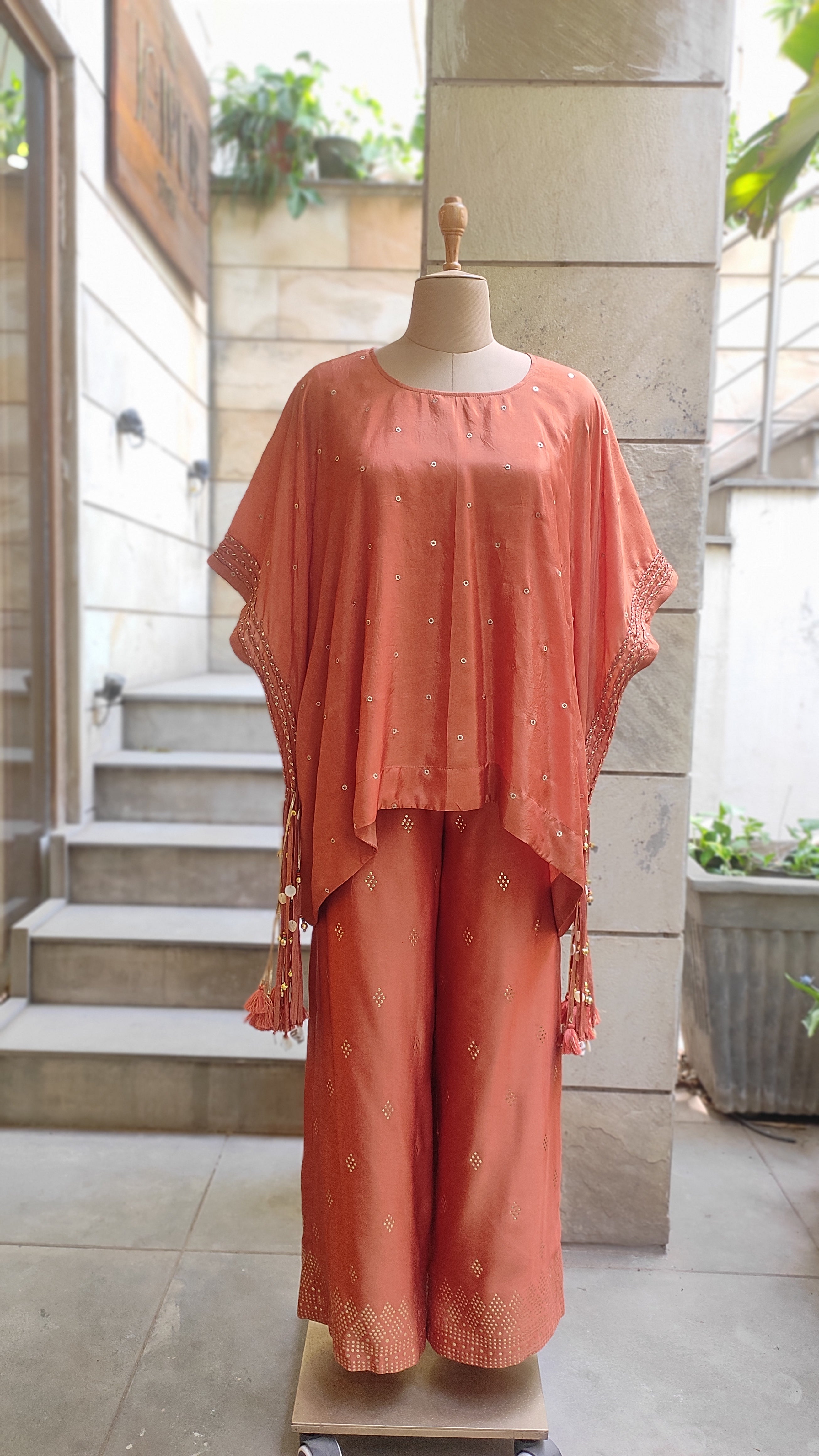 Terracotta Glow Tasseled Co-Ord Set