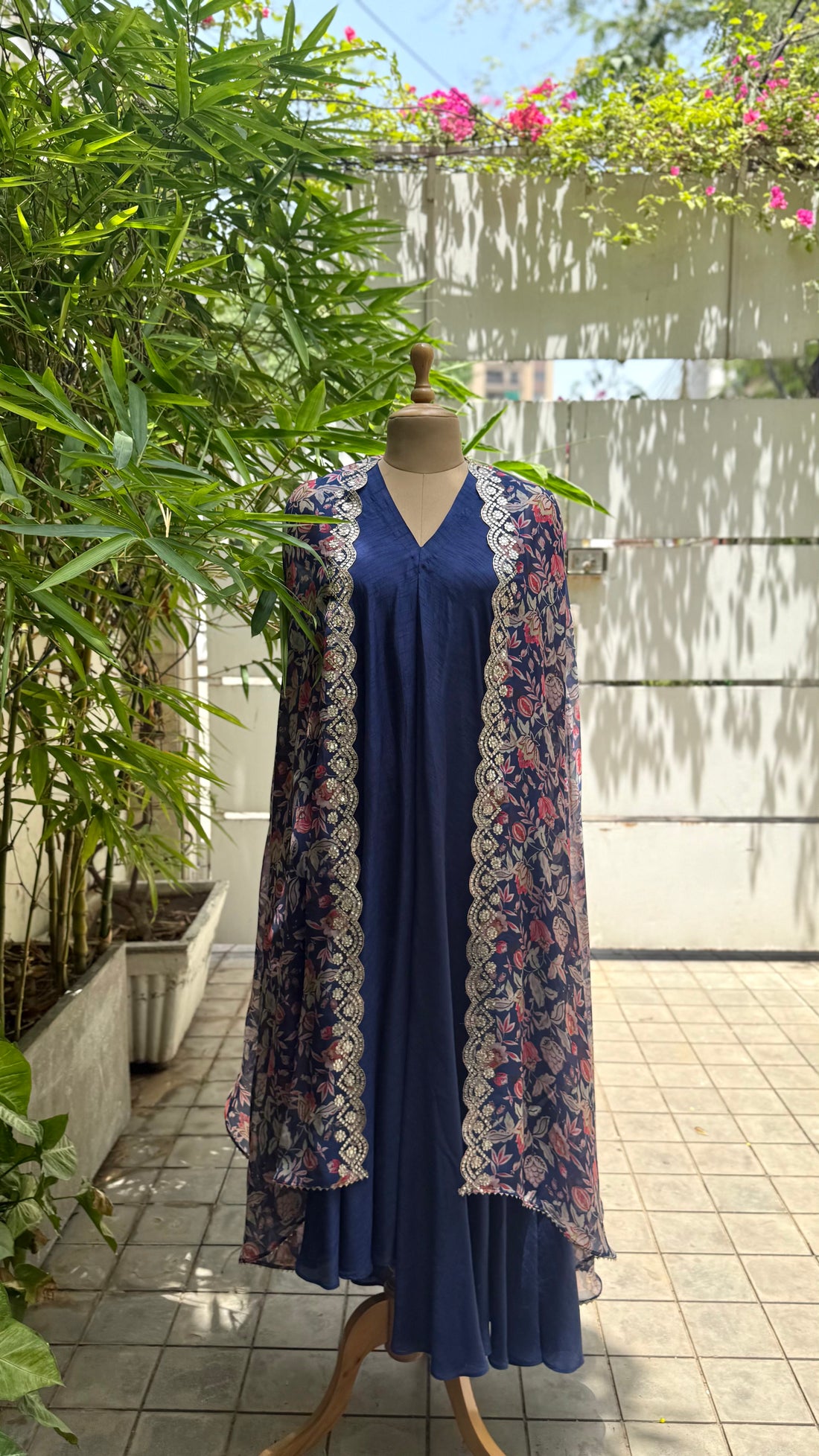 Midnight Bloom Printed Cape Set