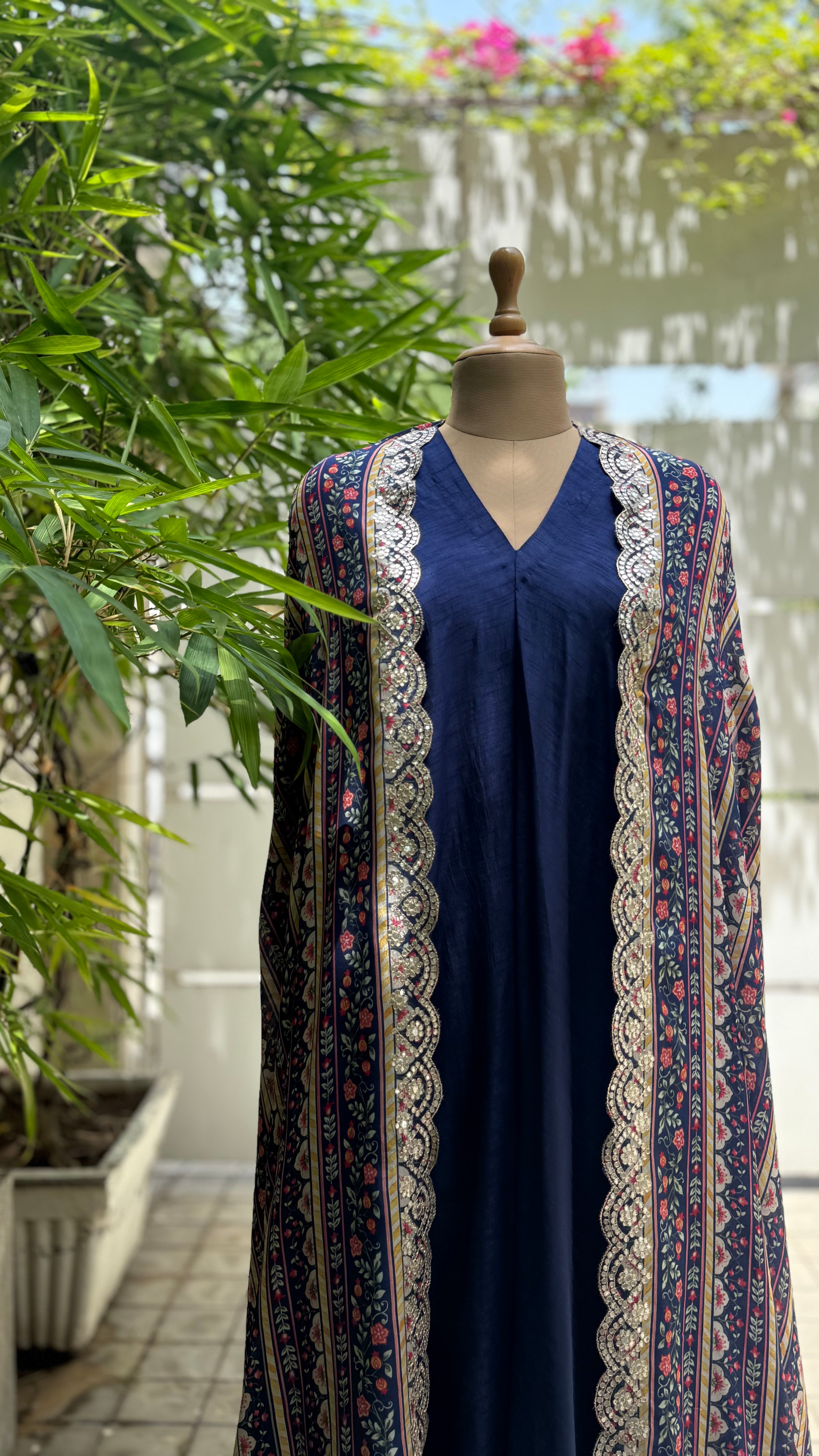 Midnight Bloom Printed Cape Set