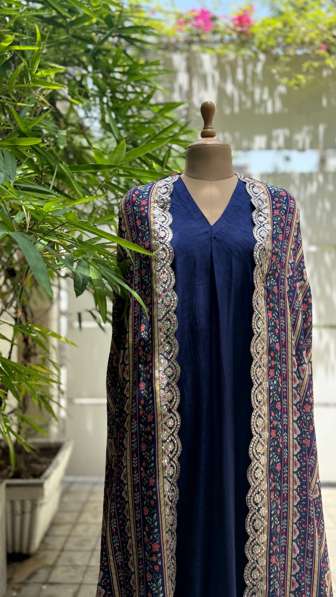 Midnight Bloom Printed Cape Set