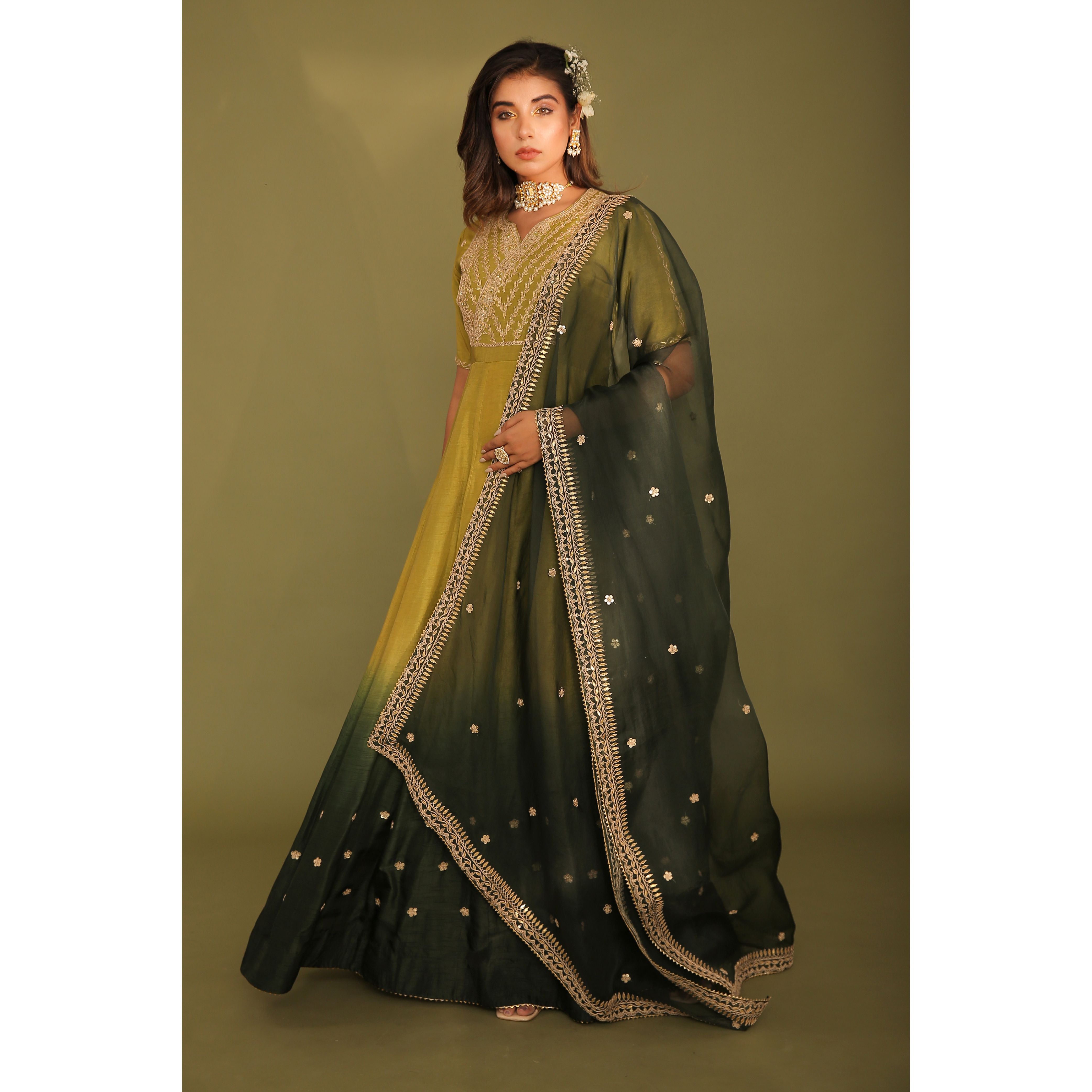 Anarkali With Organza Dupatta