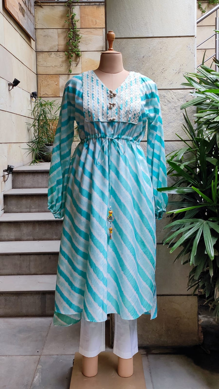 Leheriya Kaftan Kurta With Pant