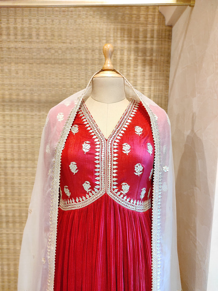 Crushed Anarkali Set