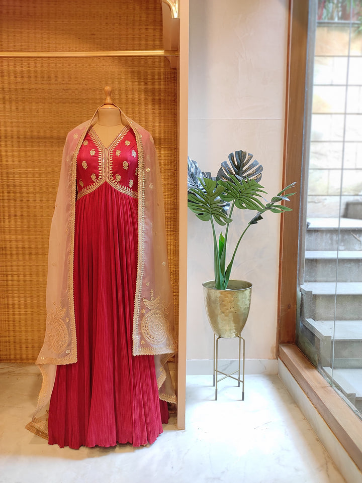 Crushed Anarkali Set