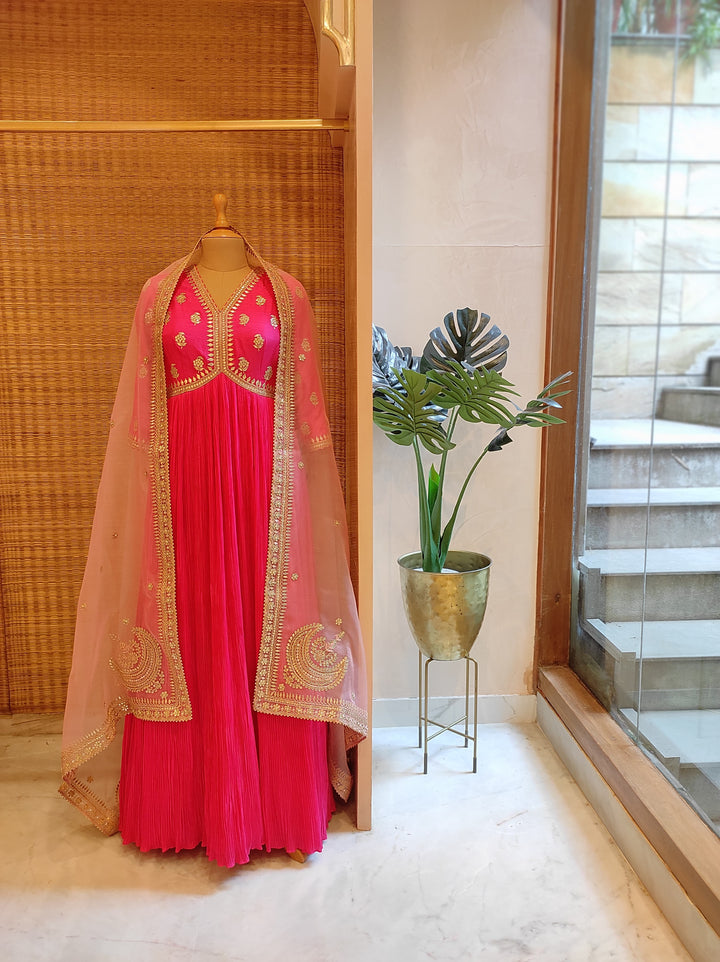 Crushed Anarkali Set