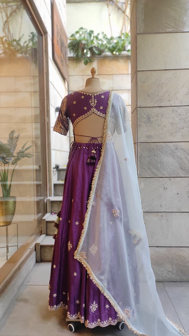 Royal Amethyst Embroidered Lehenga Set