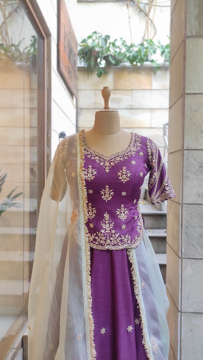 Royal Amethyst Embroidered Lehenga Set