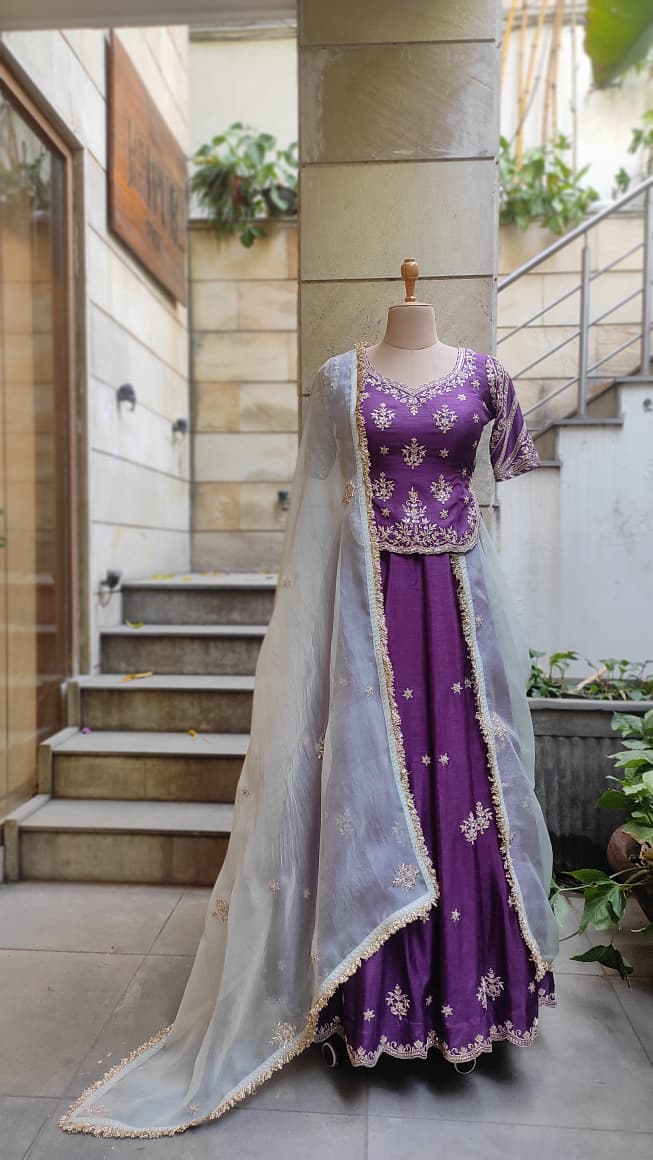 Royal Amethyst Embroidered Lehenga Set