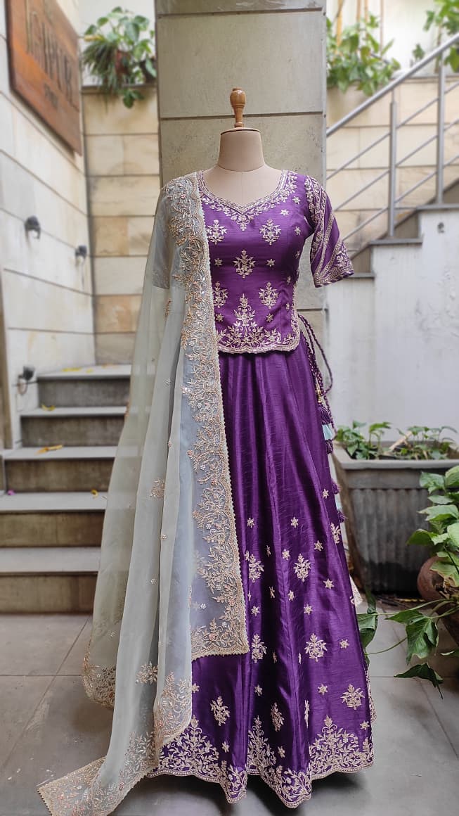 Royal Amethyst Embroidered Lehenga Set