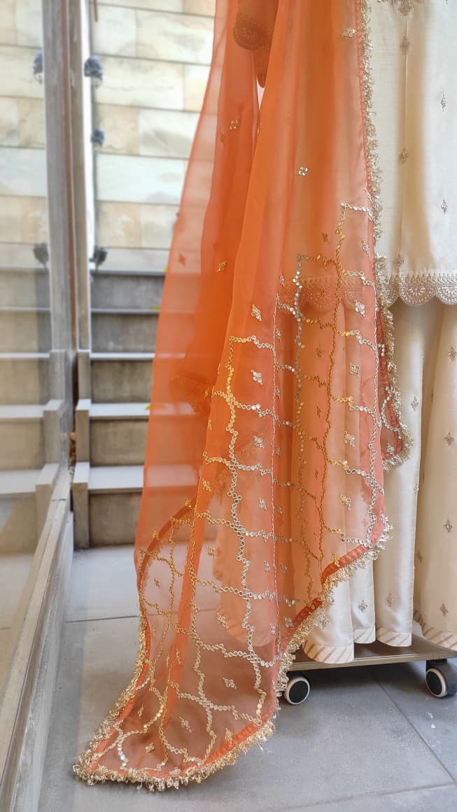Short Kurta & Kalidar Pant With Organza Dupatta