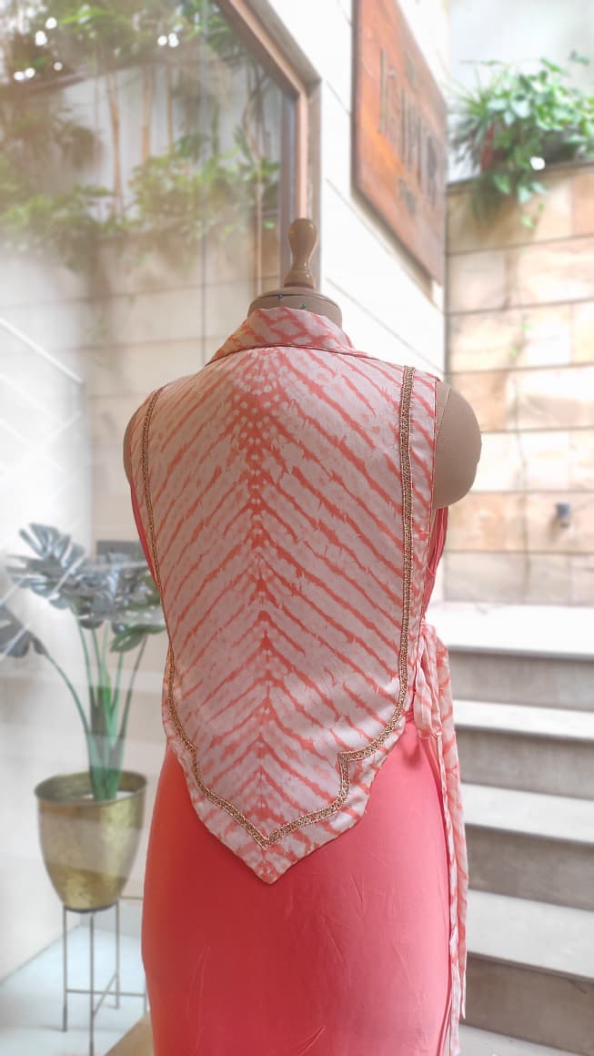 Leheriya Bib Jacket with Drape Skirt Set