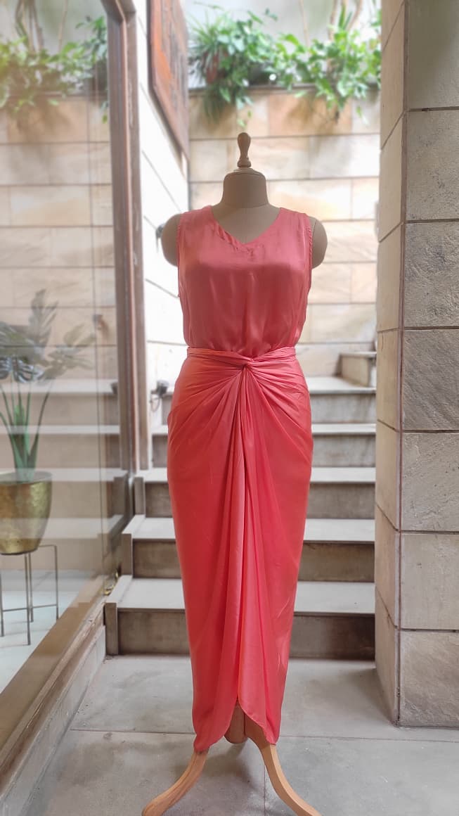 Leheriya Bib Jacket with Drape Skirt Set