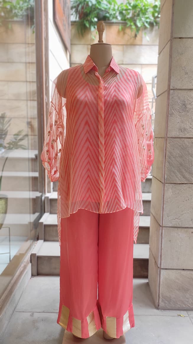 Orange Tasseled Leheriya Co-ord Set