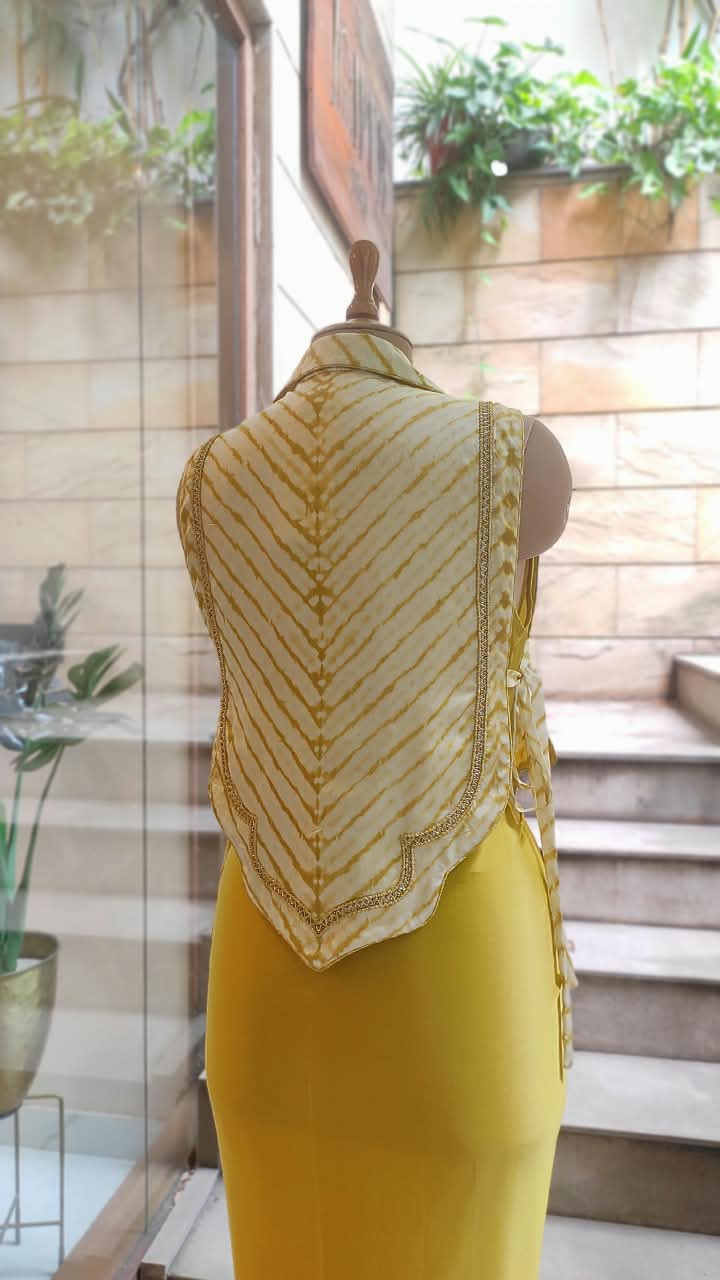 Leheriya Bib Jacket with Drape Skirt Set