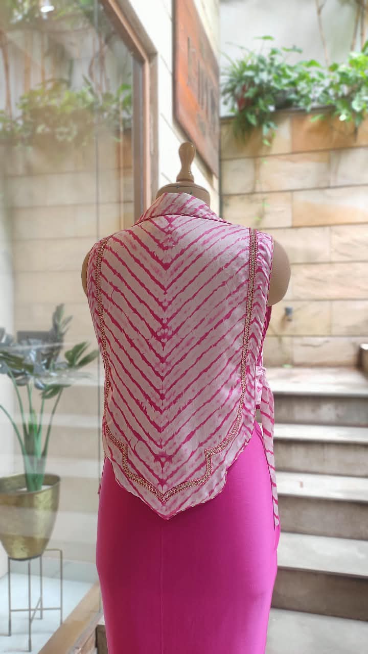 Leheriya Bib Jacket with Drape Skirt Set